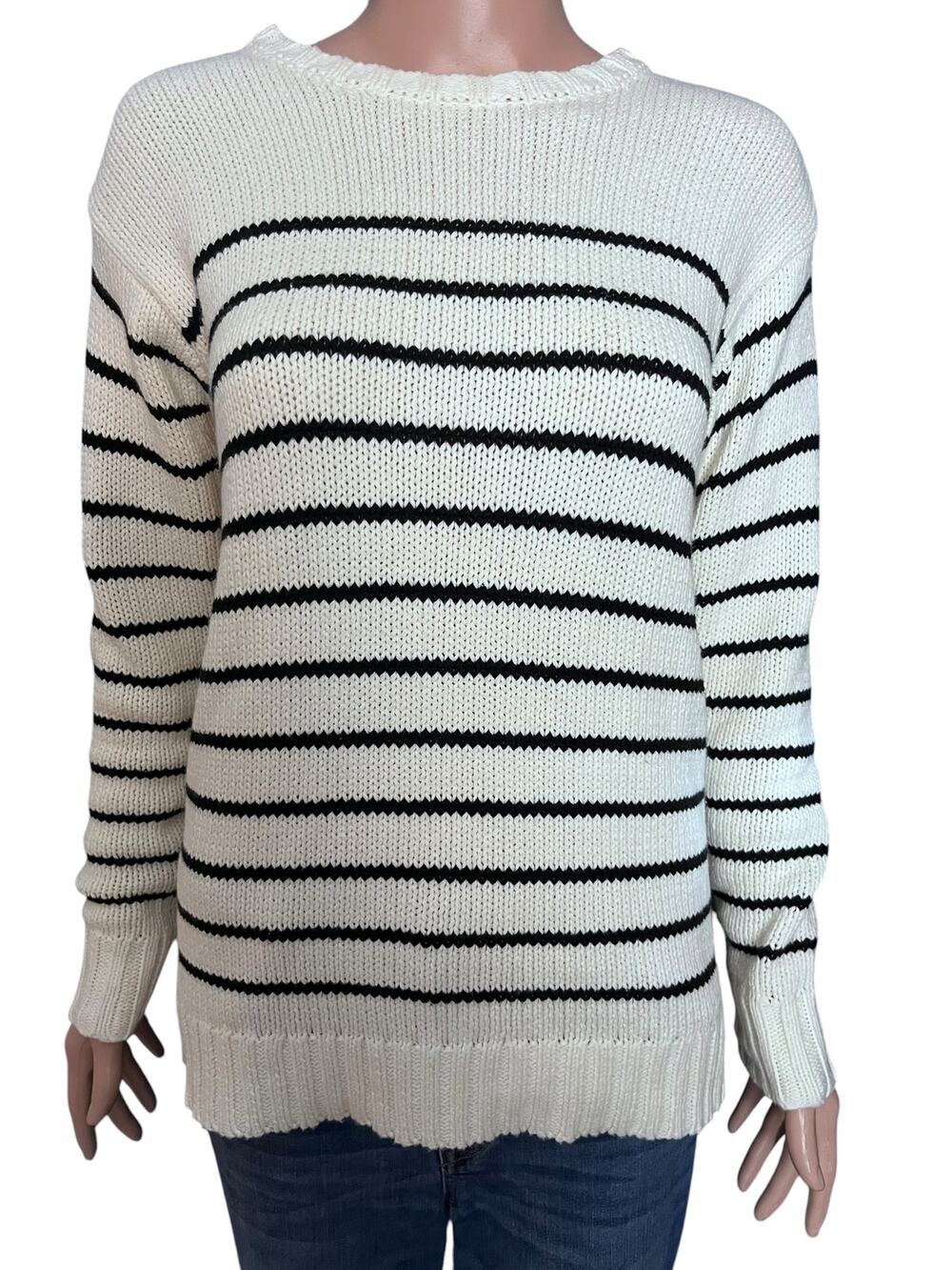 Aeropostale Womens XS Striped Knit Sweater Crewneck Long Sleeve Pullover 9956